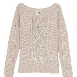 Haute Hippie Sequin Cableknit Sweater Size Large